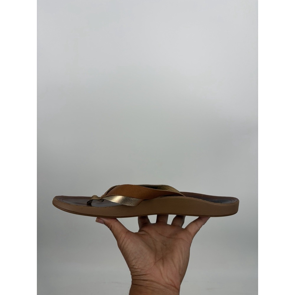 OluKai Kaekae Brown Leather Thong Slide In Sandals Womens Size 10 - Picture 10 of 10